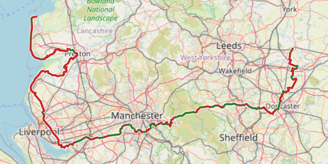 Map of NCN 62 - Trans Pennine Trail