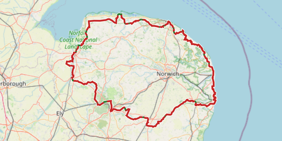 Map of NCN 30 - Norfolk Circular