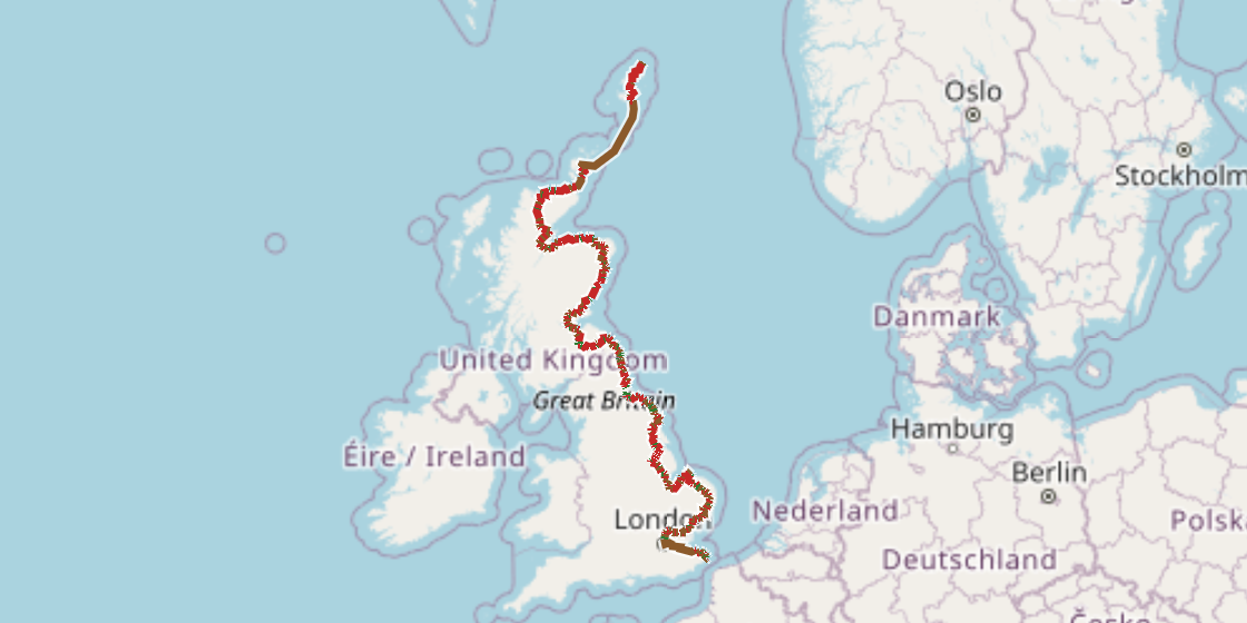 Map of NCN 1 - North Sea Cycle Route