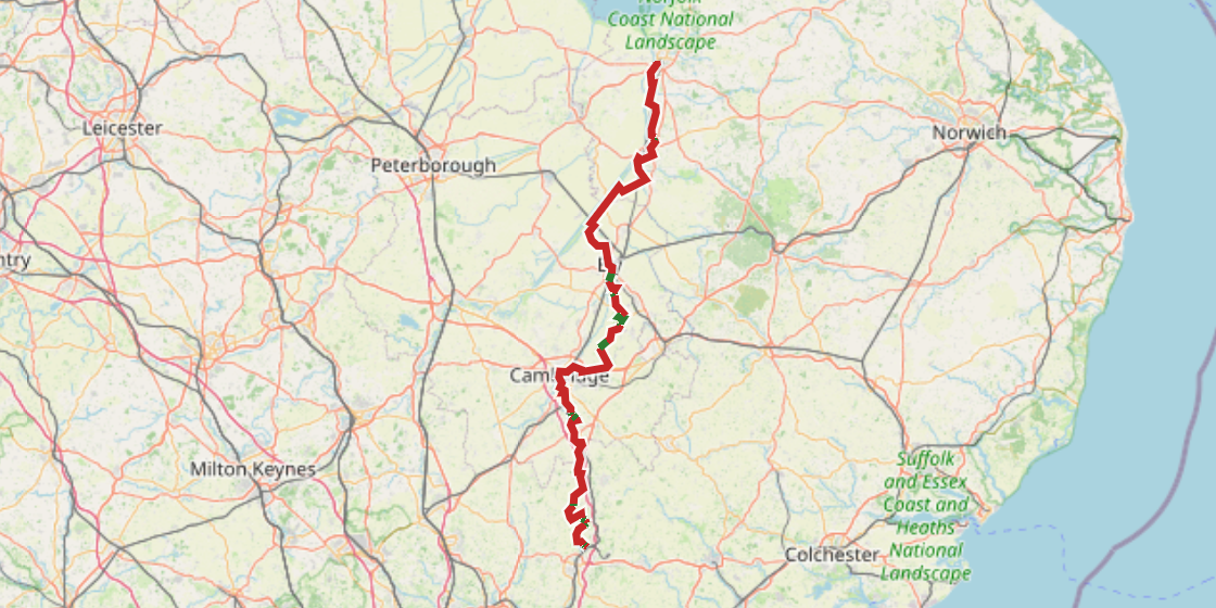 Map of NCN 11 - Fenlands, Cambridge and the Ouse