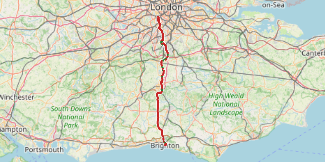 Map of NCN 20 - The Wandle Trail