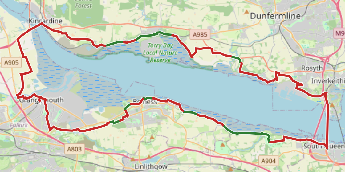 Map of NCN 76 - Round The Firth Of Forth