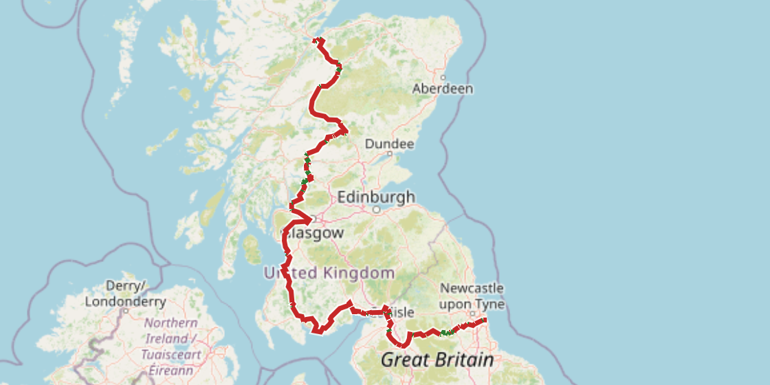 Map of NCN 7 - Sunderland to Inverness