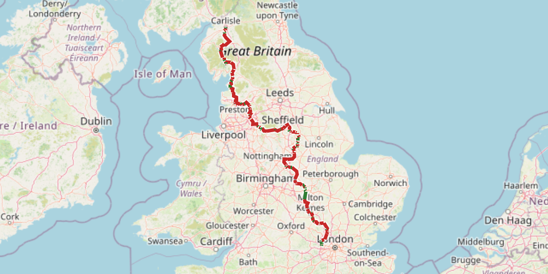 Map of NCN 6 - London to Carlisle