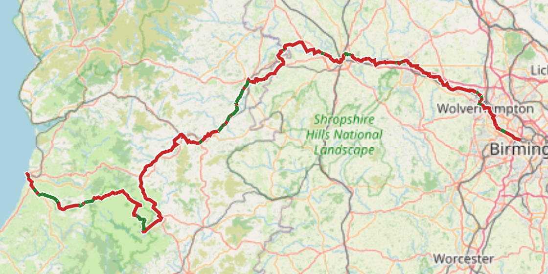 Map of NCN 81 - Birmingham to Aberystwyth