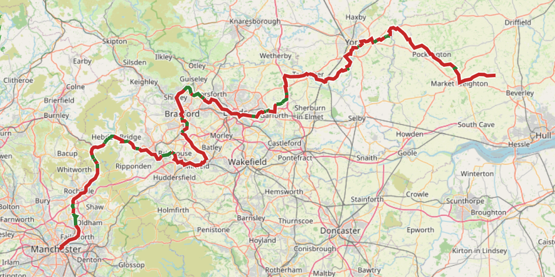 Map of NCN 66 - Central Pennines