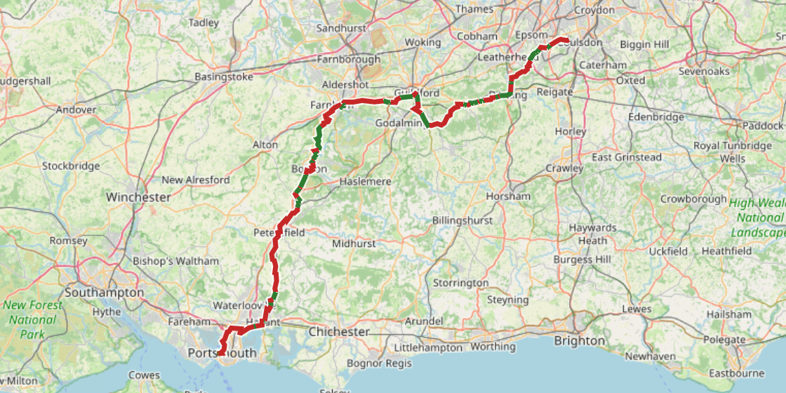 Map of NCN 22 - Banstead and Brockenhurst