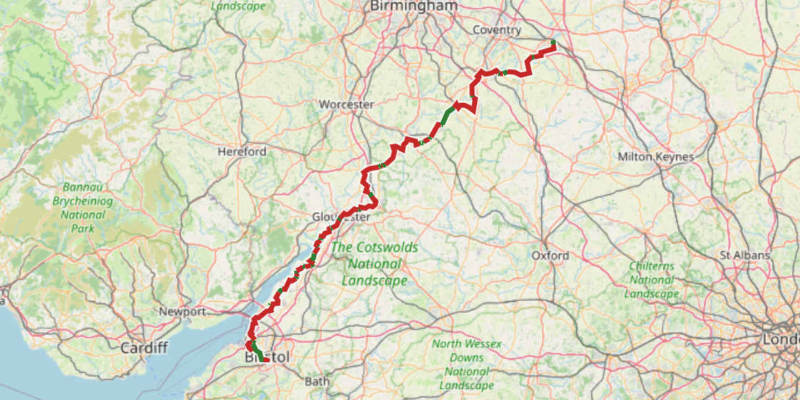 Map of NCN 41 - Severn Avon Vale