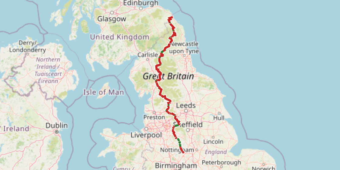 Map of NCN 68 - Pennine Cycleway