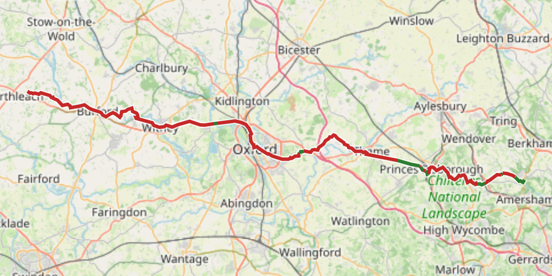 Map of NCN 57 - Northleach to Chesham