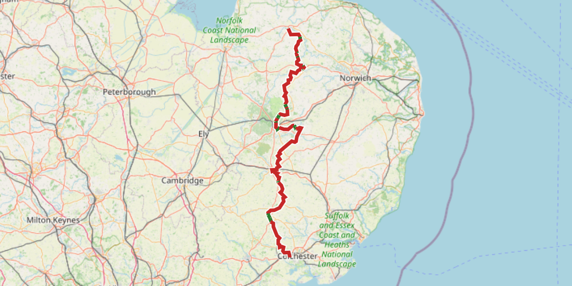 Map of NCN 13 - London to Maldon