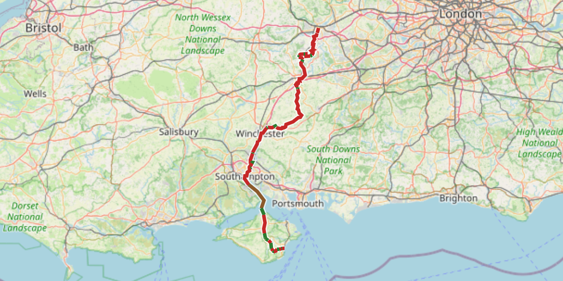 Map of NCN 23 - Reading to Southampton