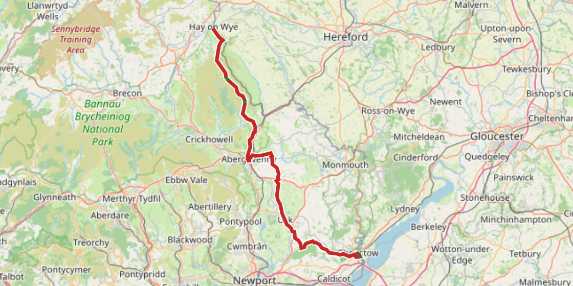 Map of NCN 42 - Chepstow to Hay-on-Wye