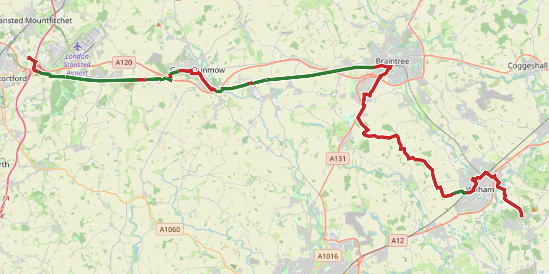 Map of NCN 16 - The Flitch Way