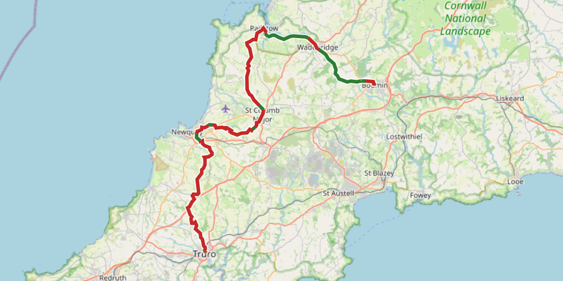 Map of NCN 32 - Cornish Way