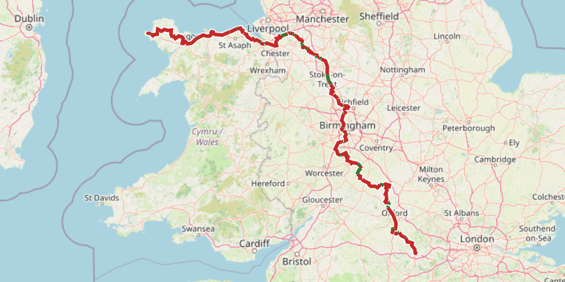Map of NCN 5 - Thames Midlands North Wales