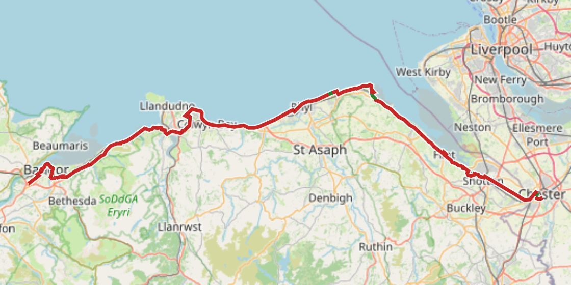 Map of NCN 5 - North Wales Coast avoiding uplands
