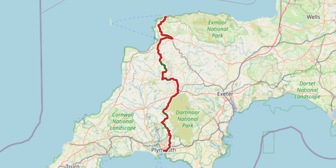 Map of NCN 27 - Devon Coast to Coast