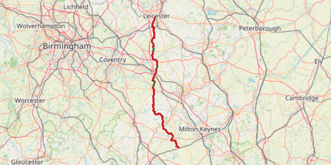 Map of NCN 50 - Great Central Cycle Ride