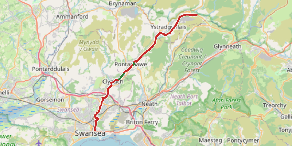 Map of NCN 43 - Swansea Valley