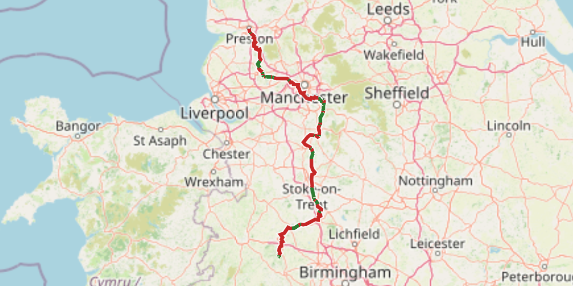 Map of NCN 55 - Ironbridge to Preston