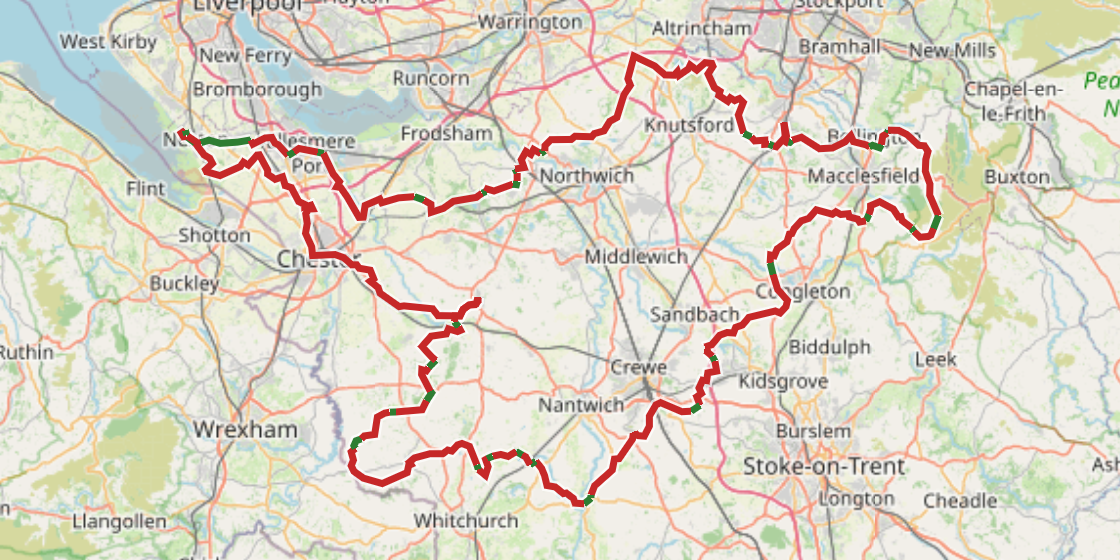 Map of NCN 70 - Cheshire Cycleway