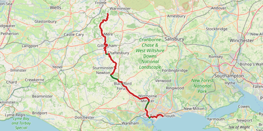 Map of NCN 25 - Dorset